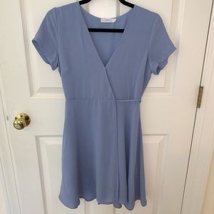 Lush baby blue wrap dress